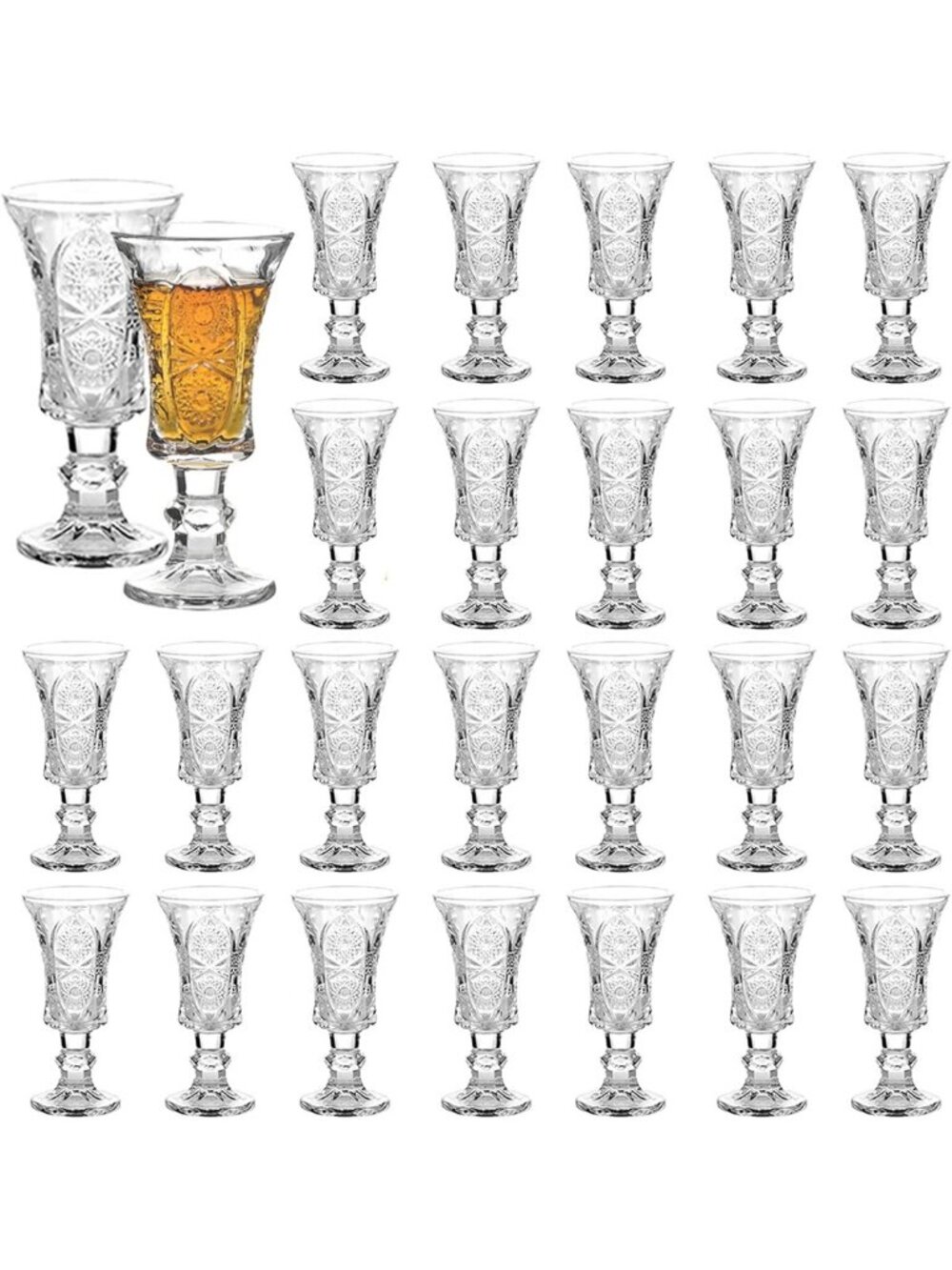 Set of 24 Clear Heavy Base Lead-Free Round Shot Glasses - 1.3 Oz Party